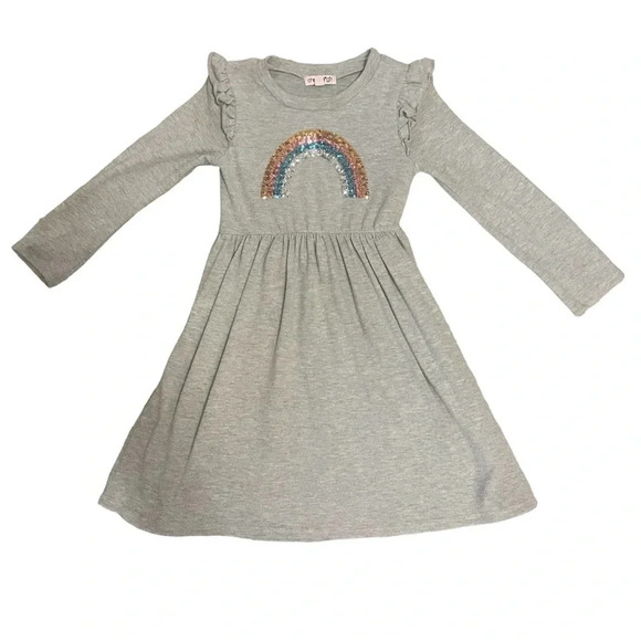 SOCIAL ACADEMY ANU FRENCH TERRY RUFFLE SLEEVE DRESS - Picture 1 of 5